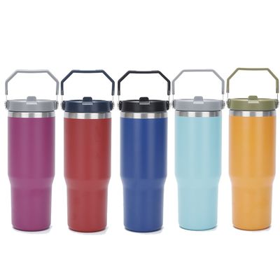 Minimalistischer Design-Stil 30oz BPA-freier Vakuum-isolierter Tumbler mit Flip Strohthermos
