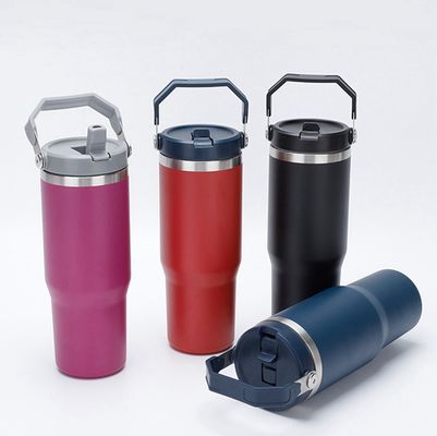 Minimalistischer Design-Stil 30oz BPA-freier Vakuum-isolierter Tumbler mit Flip Strohthermos